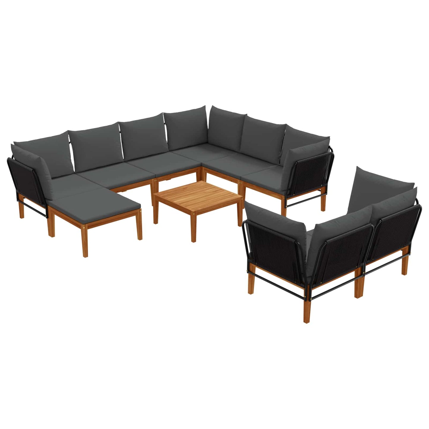 vidaXL 10 pcs Στερεό Acacia Ξύλο & Σχοινί Φυσικό