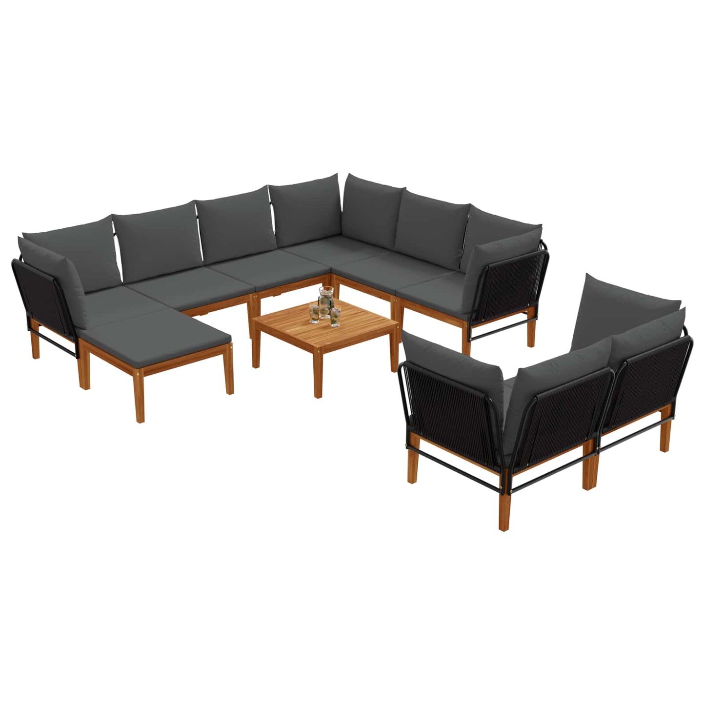 vidaXL 10 pcs Στερεό Acacia Ξύλο & Σχοινί Φυσικό