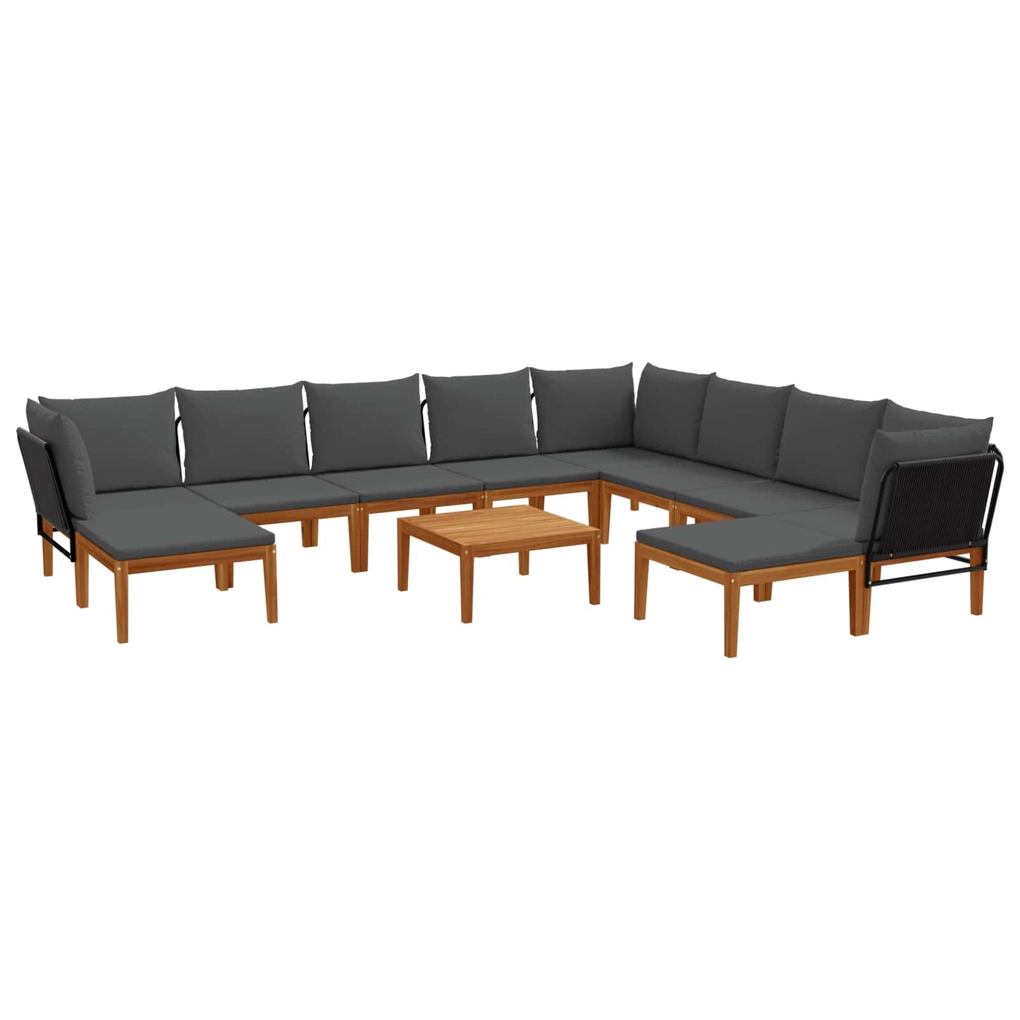 vidaXL 11 pcs Στερεό Acacia Ξύλο & Σχοινί Φυσικό