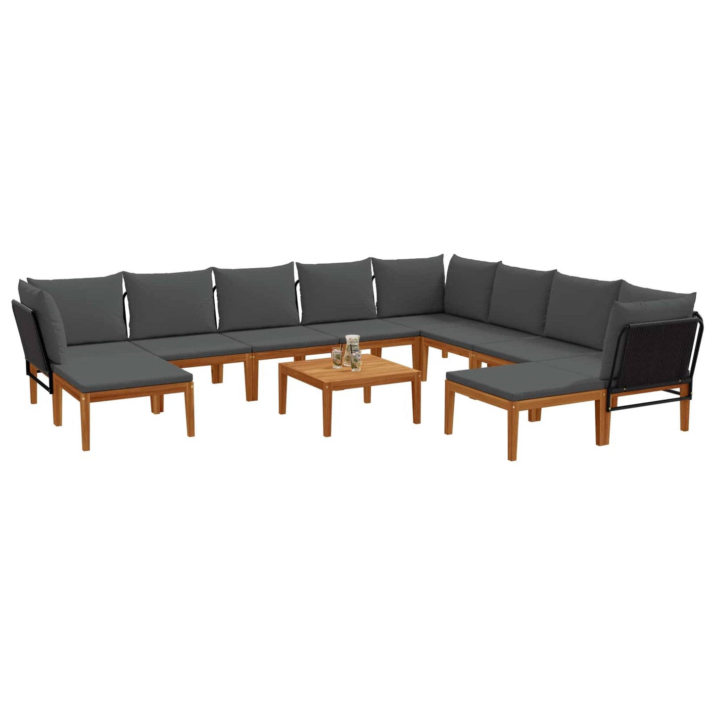 vidaXL 11 pcs Στερεό Acacia Ξύλο & Σχοινί Φυσικό