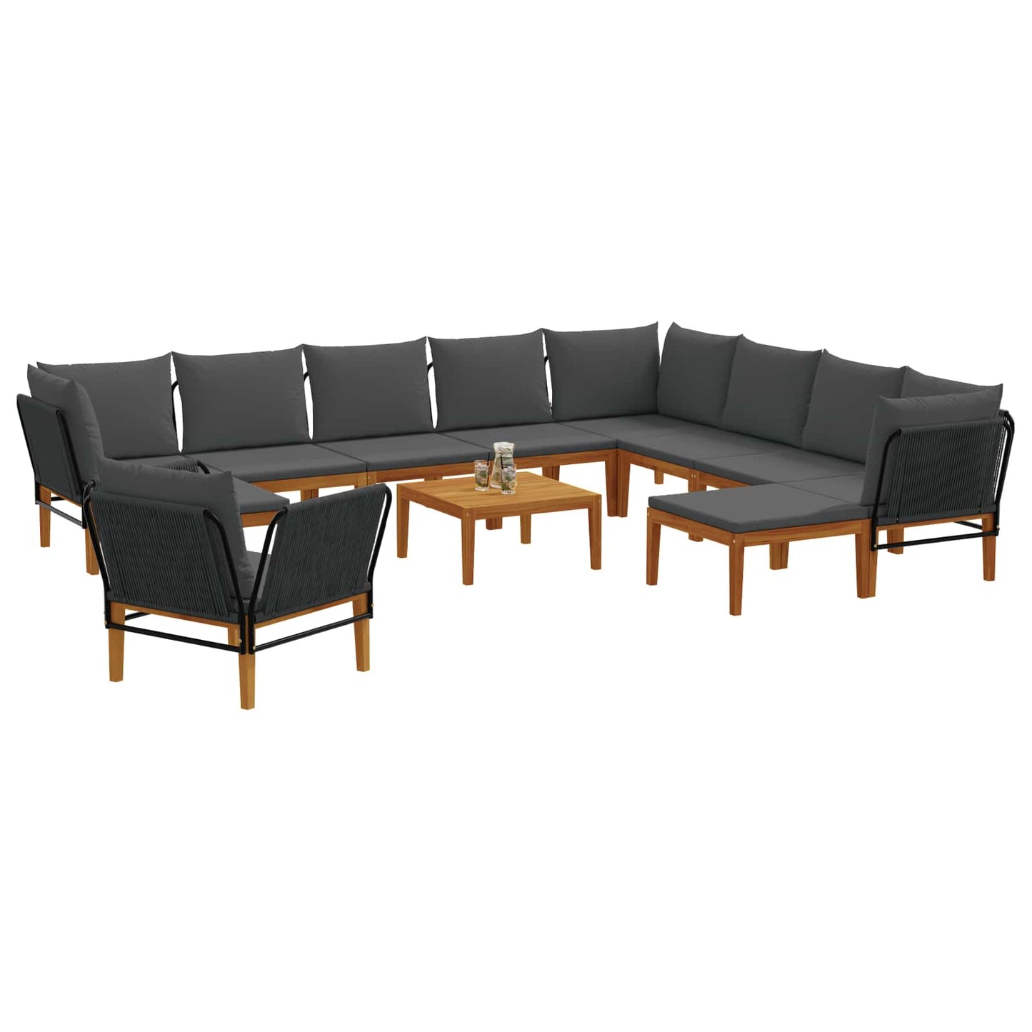 vidaXL 12 pcs Στερεό Acacia Ξύλο & Σχοινί Φυσικό