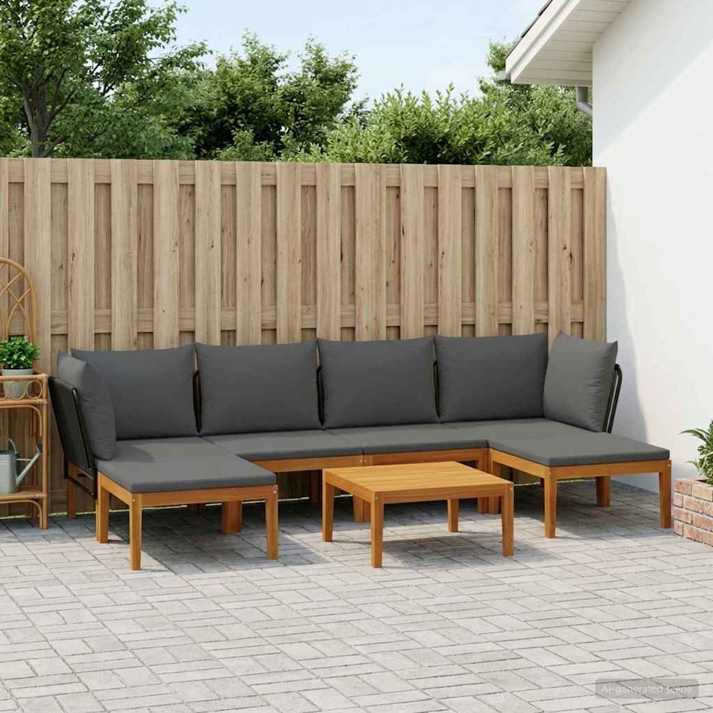vidaXL 7 pcs Στερεό Acacia Ξύλο & Σχοινί Φυσικό