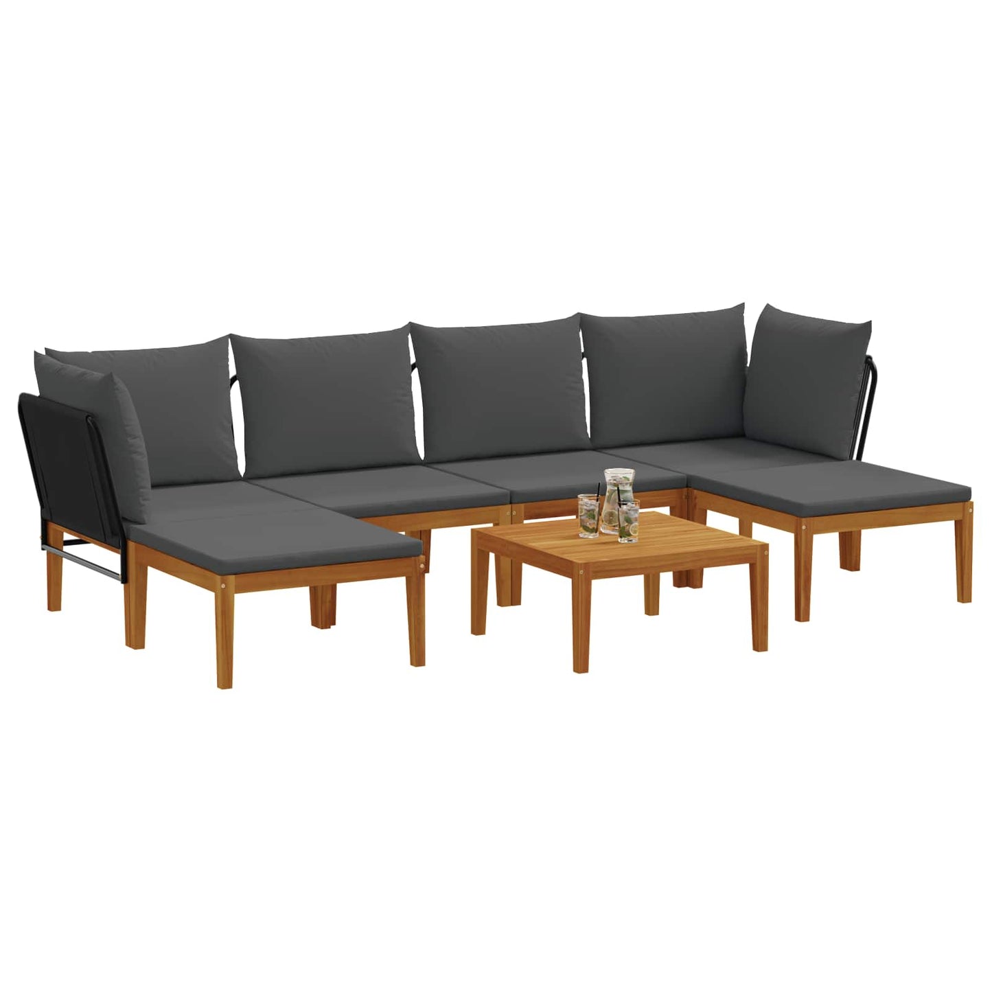 vidaXL 7 pcs Στερεό Acacia Ξύλο & Σχοινί Φυσικό