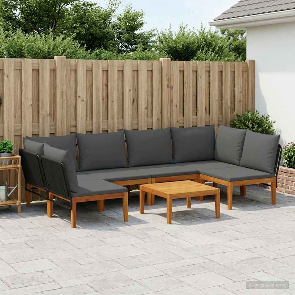 vidaXL 7 pcs Στερεό Acacia Ξύλο & Σχοινί Φυσικό
