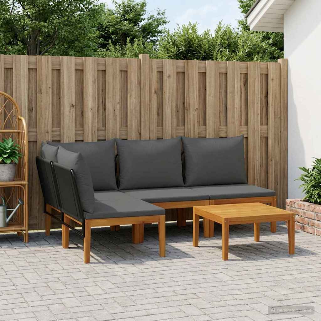 vidaXL 5 pcs Στερεό Acacia Ξύλο & Σχοινί Φυσικό