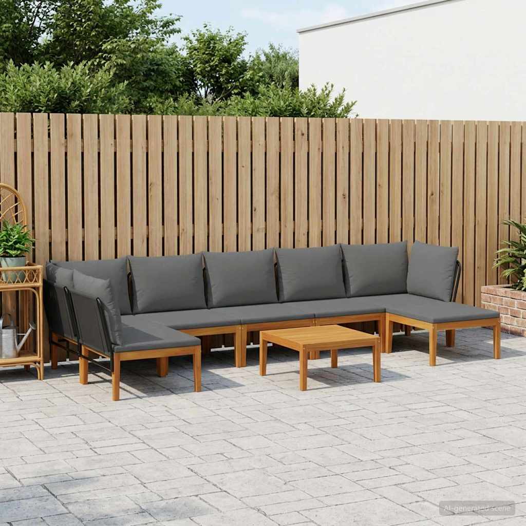 vidaXL 8 pcs Στερεό Acacia Ξύλο & Σχοινί Φυσικό