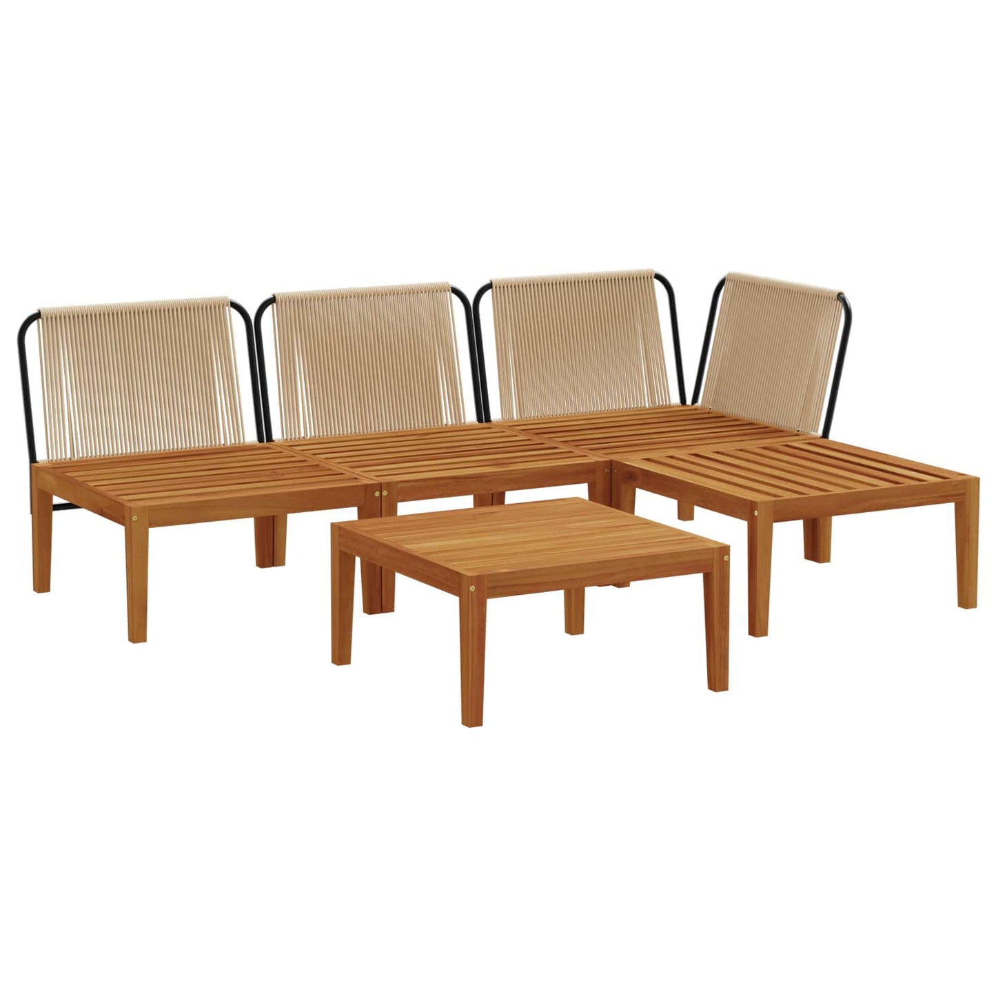 vidaXL 5 pcs Στερεό Acacia Ξύλο & Σχοινί Φυσικό
