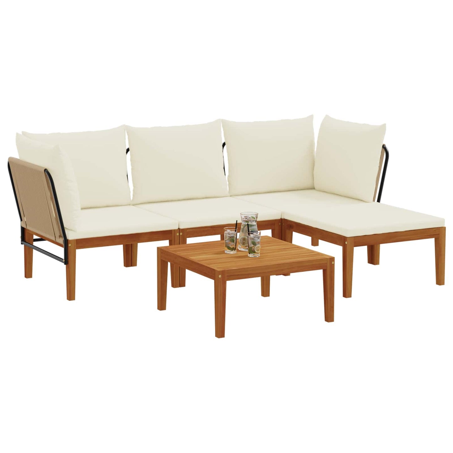 vidaXL 5 pcs Στερεό Acacia Ξύλο & Σχοινί Φυσικό