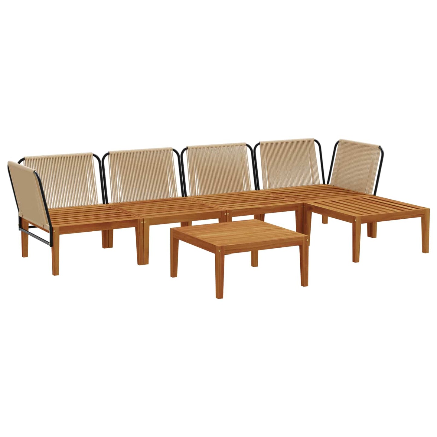 vidaXL 6 pcs Στερεό Acacia Ξύλο & Σχοινί Φυσικό