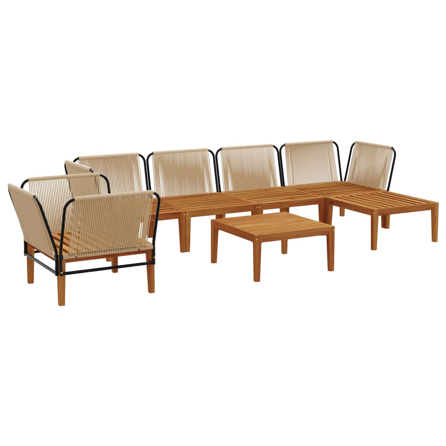 vidaXL 7 pcs Στερεό Acacia Ξύλο & Σχοινί Φυσικό