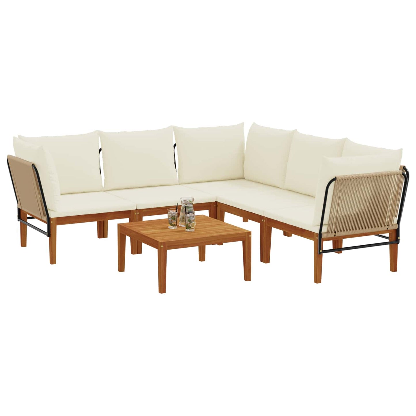 vidaXL 6 pcs Στερεό Acacia Ξύλο & Σχοινί Φυσικό