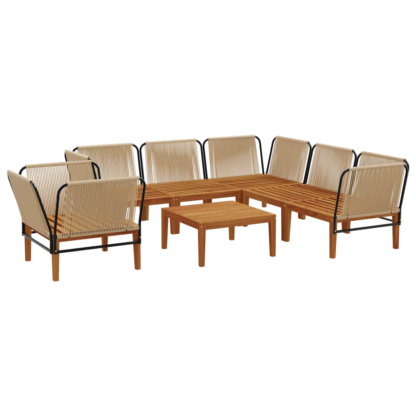 vidaXL 7 pcs Στερεό Acacia Ξύλο & Σχοινί Φυσικό