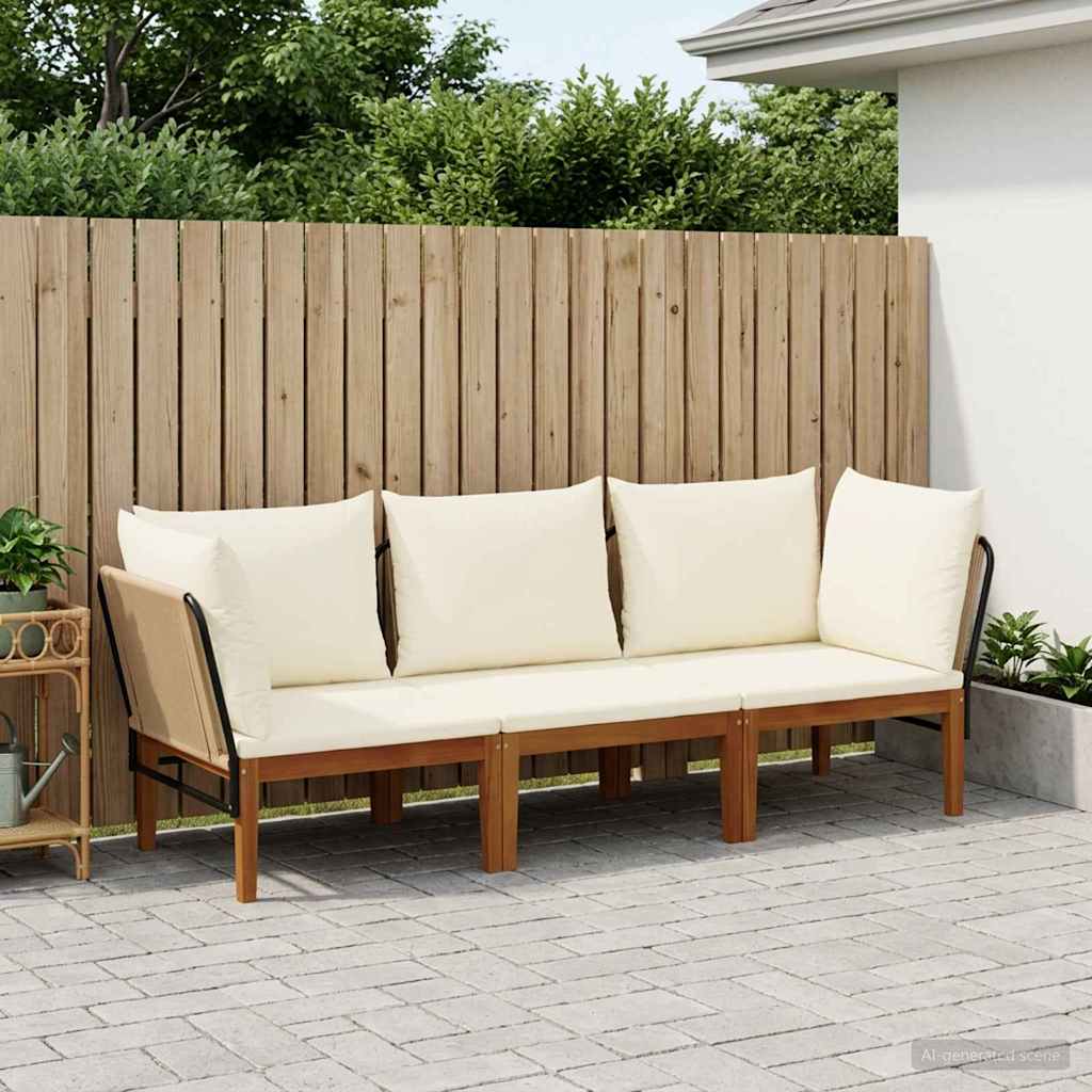 vidaXL 3 pcs Στερεό Acacia Ξύλο & Σχοινί Φυσικό