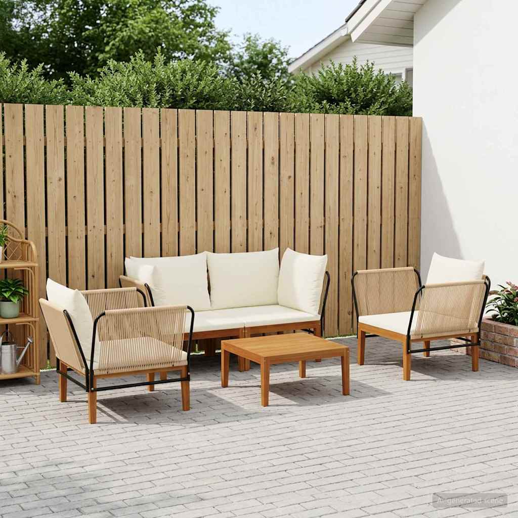 vidaXL 5 pcs Στερεό Acacia Ξύλο & Σχοινί Φυσικό