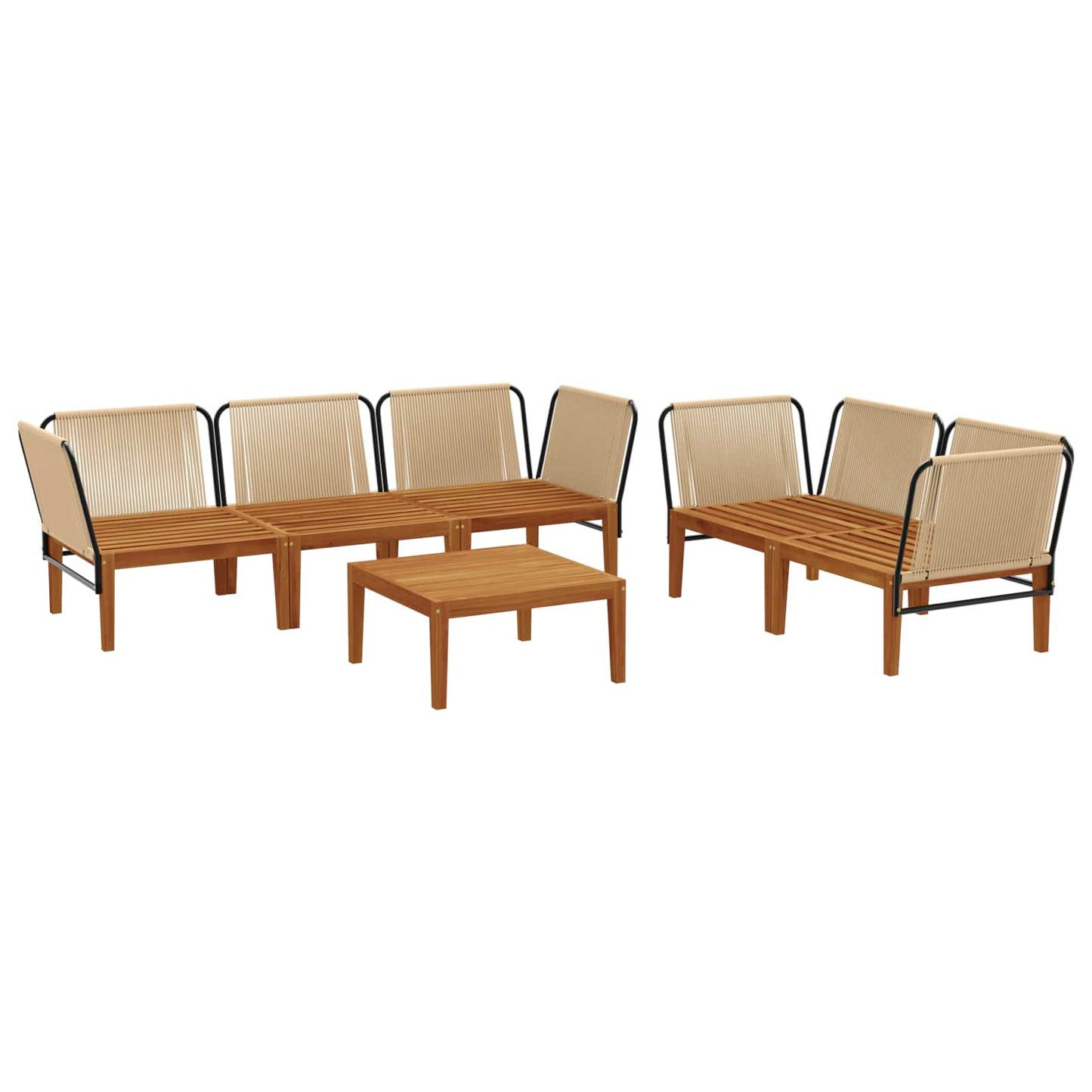 vidaXL 6 pcs Στερεό Acacia Ξύλο & Σχοινί Φυσικό