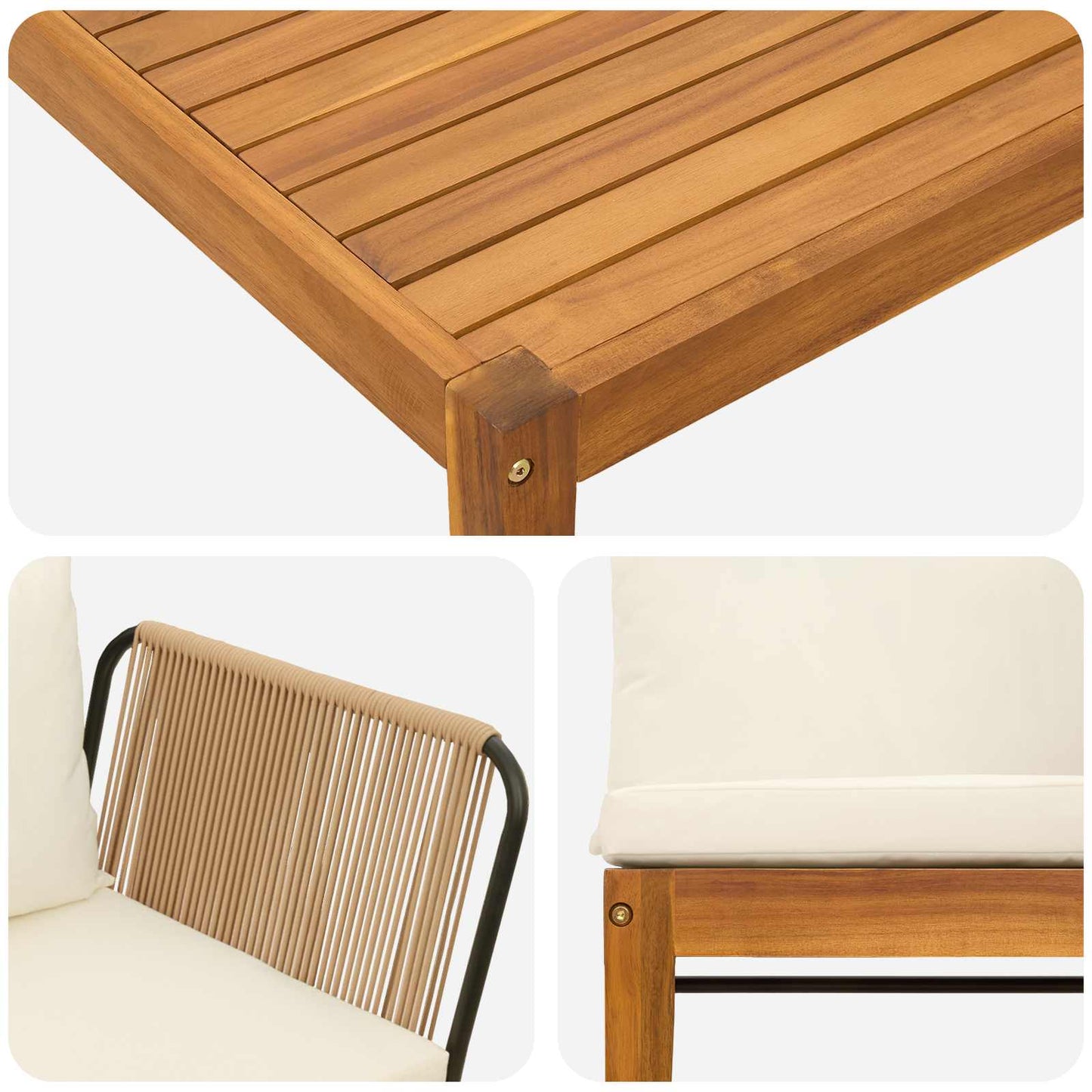 vidaXL 9 pcs Στερεό Acacia Ξύλο & Σχοινί Φυσικό