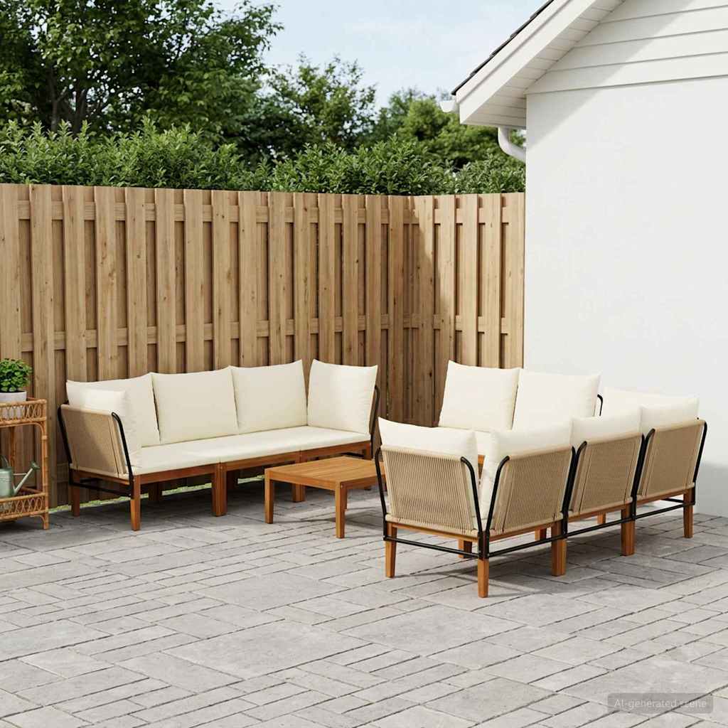 vidaXL 9 pcs Στερεό Acacia Ξύλο & Σχοινί Φυσικό