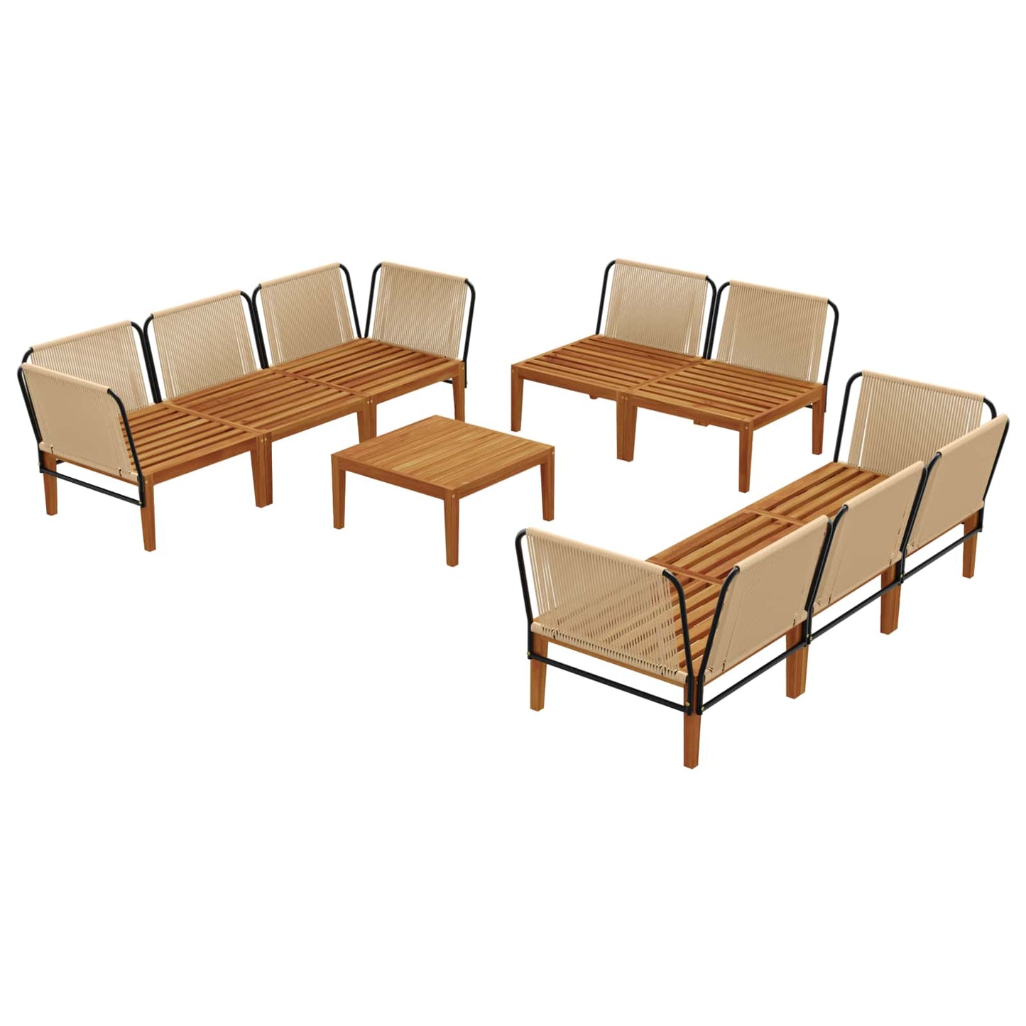 vidaXL 9 pcs Στερεό Acacia Ξύλο & Σχοινί Φυσικό