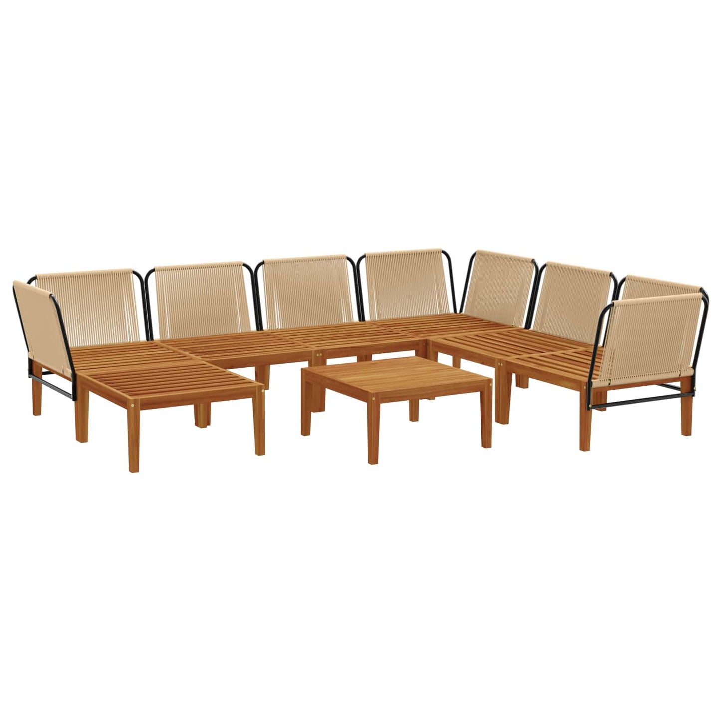 vidaXL 8 pcs Στερεό Acacia Ξύλο & Σχοινί Φυσικό