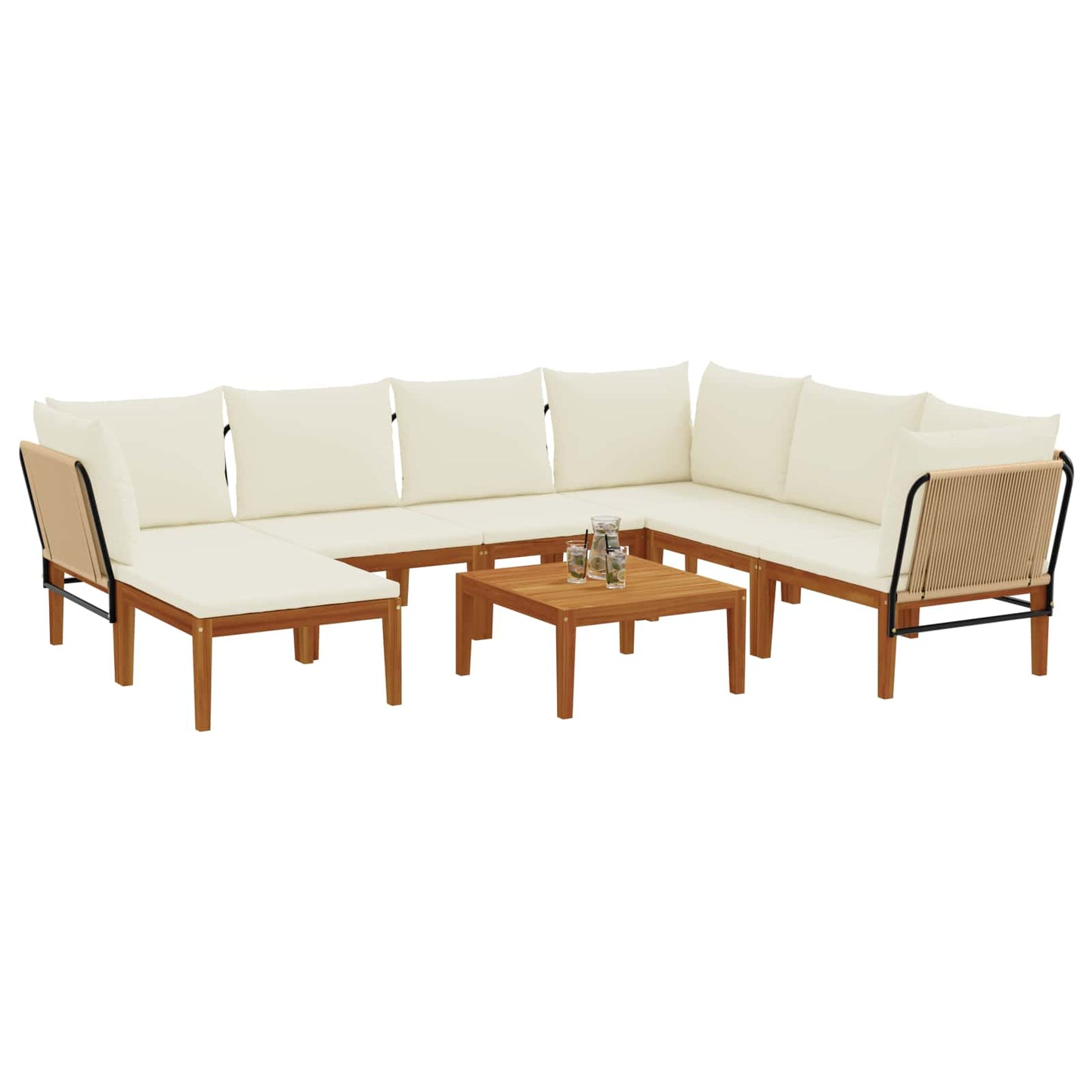 vidaXL 8 pcs Στερεό Acacia Ξύλο & Σχοινί Φυσικό