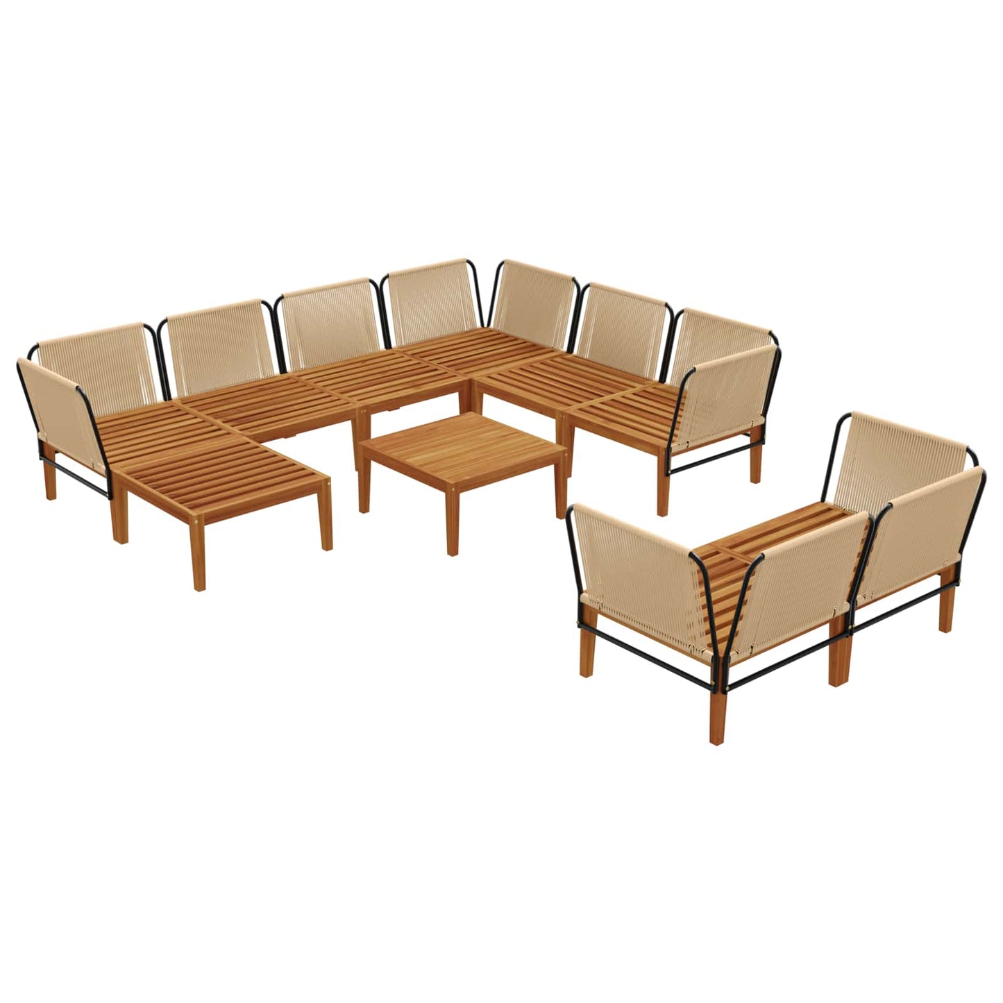 vidaXL 10 pcs Στερεό Acacia Ξύλο & Σχοινί Φυσικό