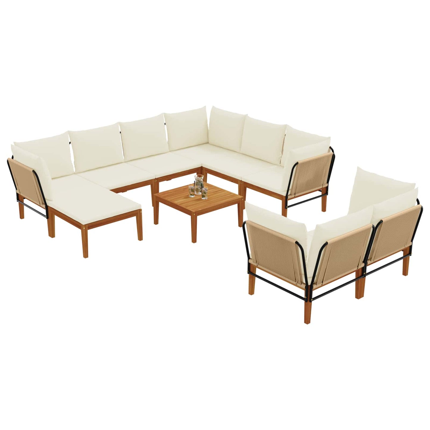 vidaXL 10 pcs Στερεό Acacia Ξύλο & Σχοινί Φυσικό