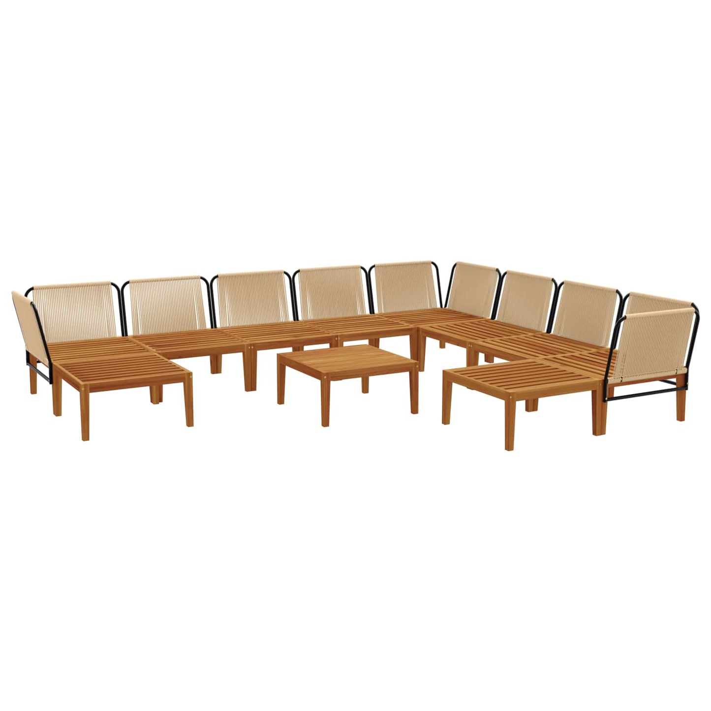 vidaXL 11 pcs Στερεό Acacia Ξύλο & Σχοινί Φυσικό