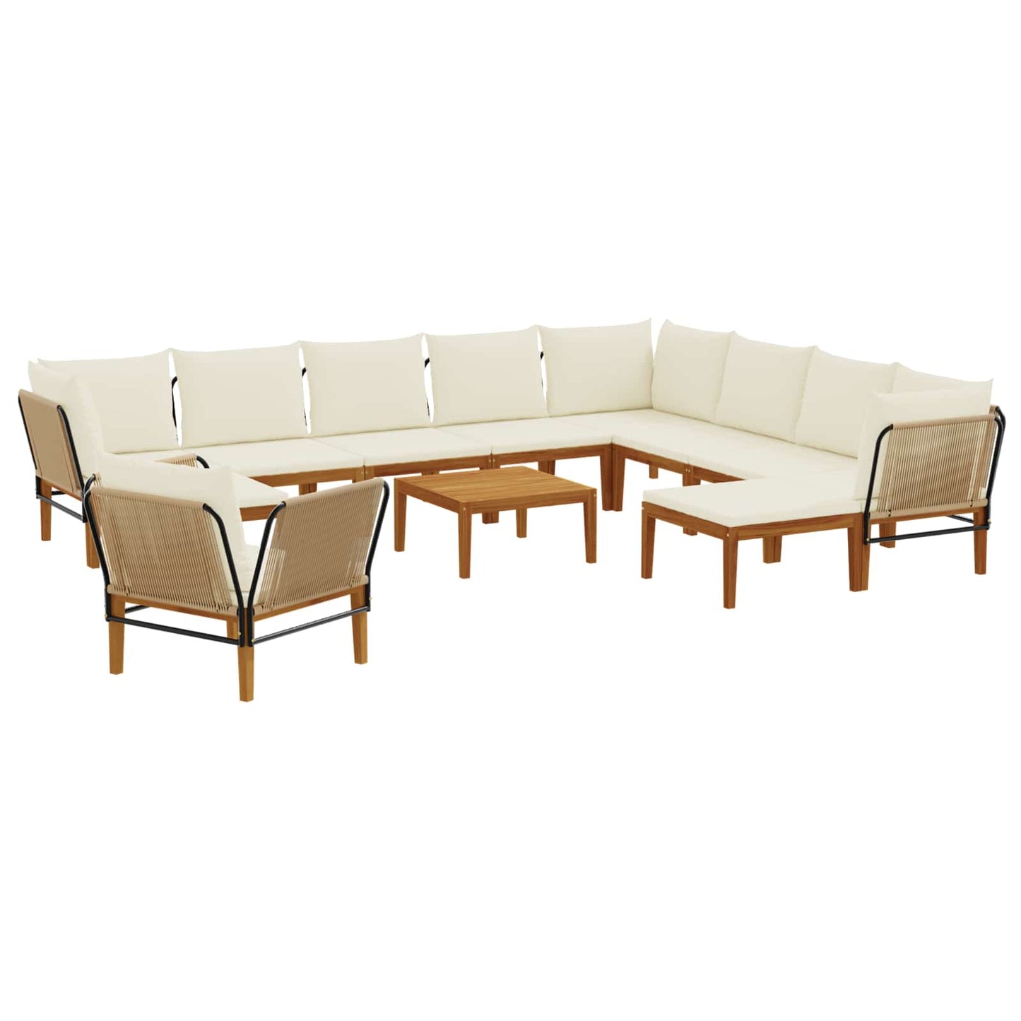 vidaXL 12 pcs Στερεό Acacia Ξύλο & Σχοινί Φυσικό