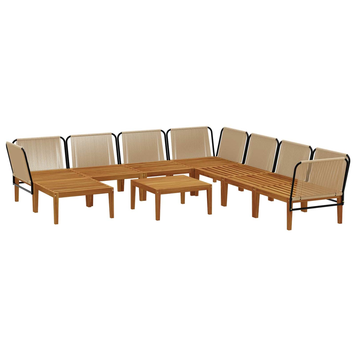 vidaXL 9 pcs Στερεό Acacia Ξύλο & Σχοινί Φυσικό