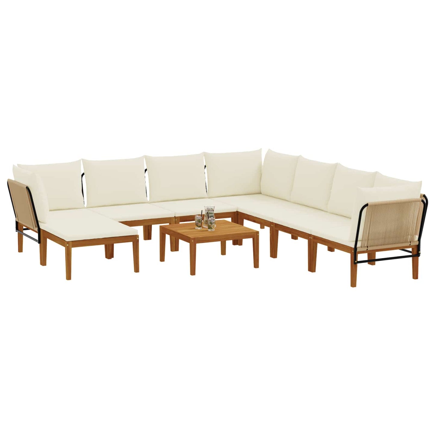vidaXL 9 pcs Στερεό Acacia Ξύλο & Σχοινί Φυσικό