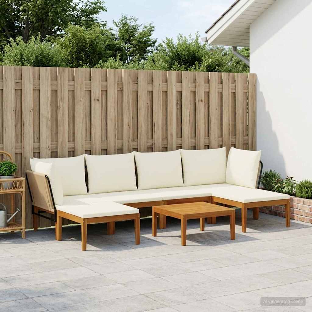 vidaXL 7 pcs Στερεό Acacia Ξύλο & Σχοινί Φυσικό
