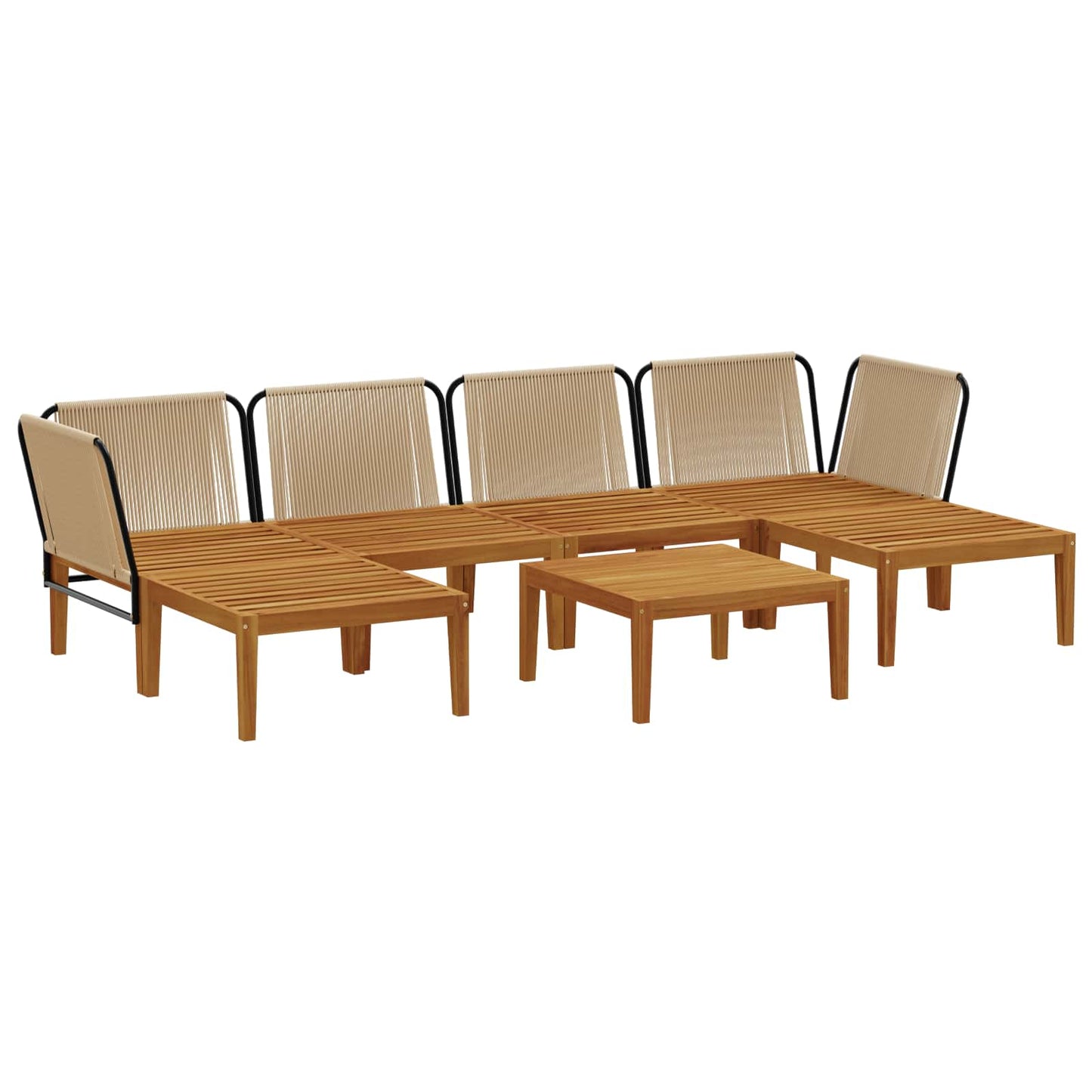 vidaXL 7 pcs Στερεό Acacia Ξύλο & Σχοινί Φυσικό