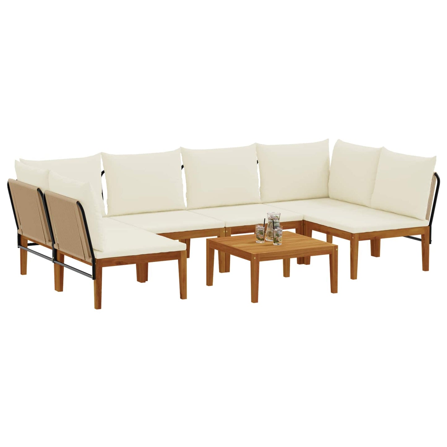 vidaXL 7 pcs Στερεό Acacia Ξύλο & Σχοινί Φυσικό