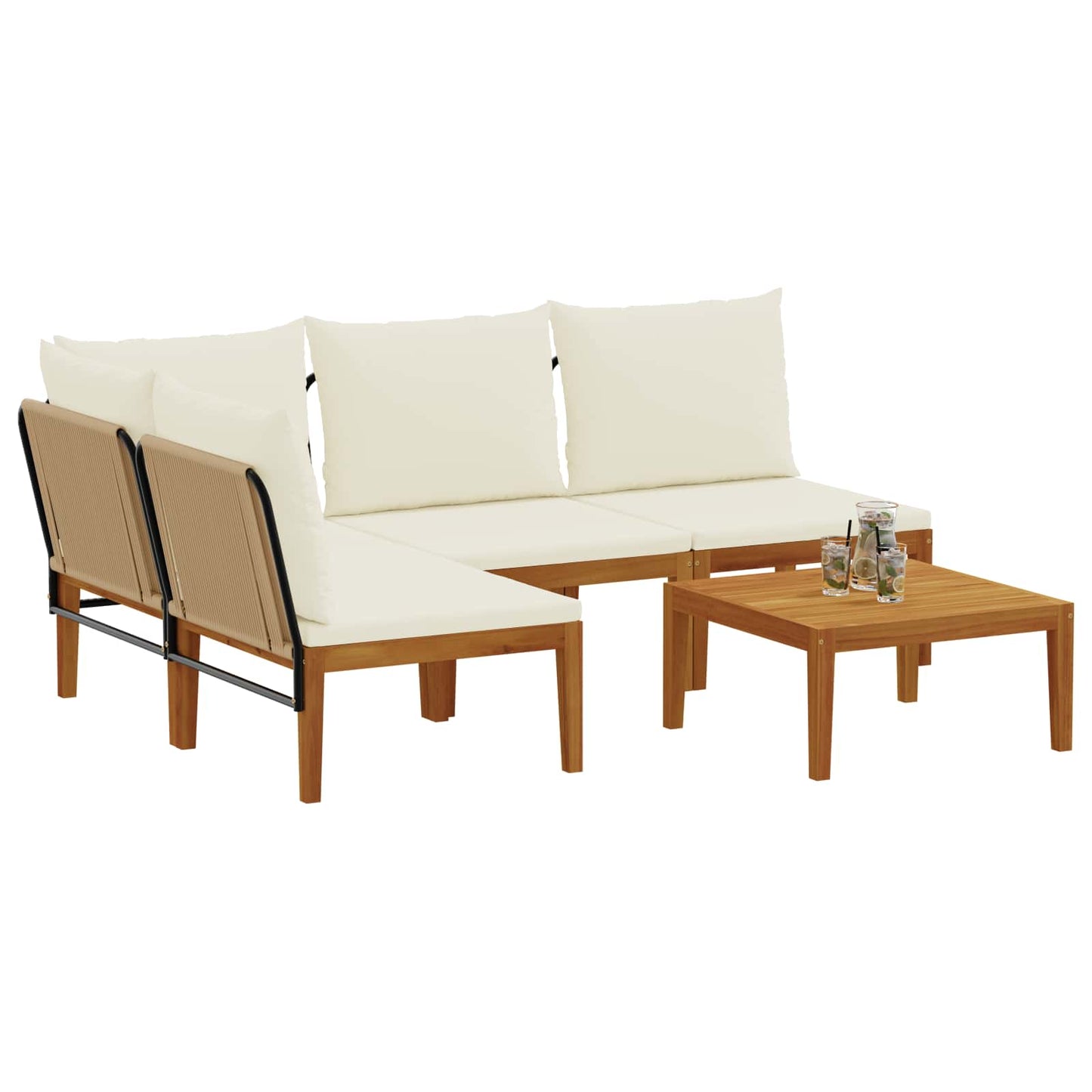 vidaXL 5 pcs Στερεό Acacia Ξύλο & Σχοινί Φυσικό