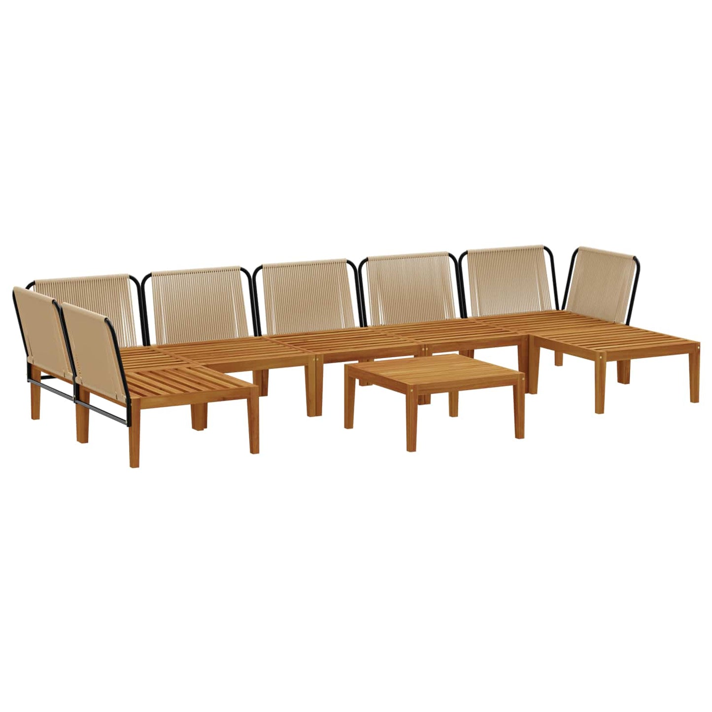vidaXL 8 pcs Στερεό Acacia Ξύλο & Σχοινί Φυσικό