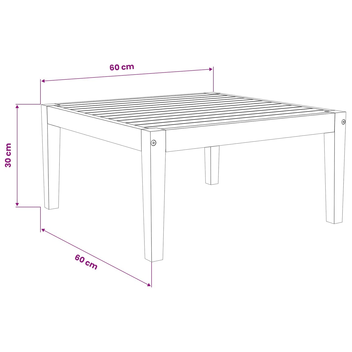vidaXL τραπέζι Στερεό Ξύλο Ακακίας Φυσικό 60 x 60 x 30 cm