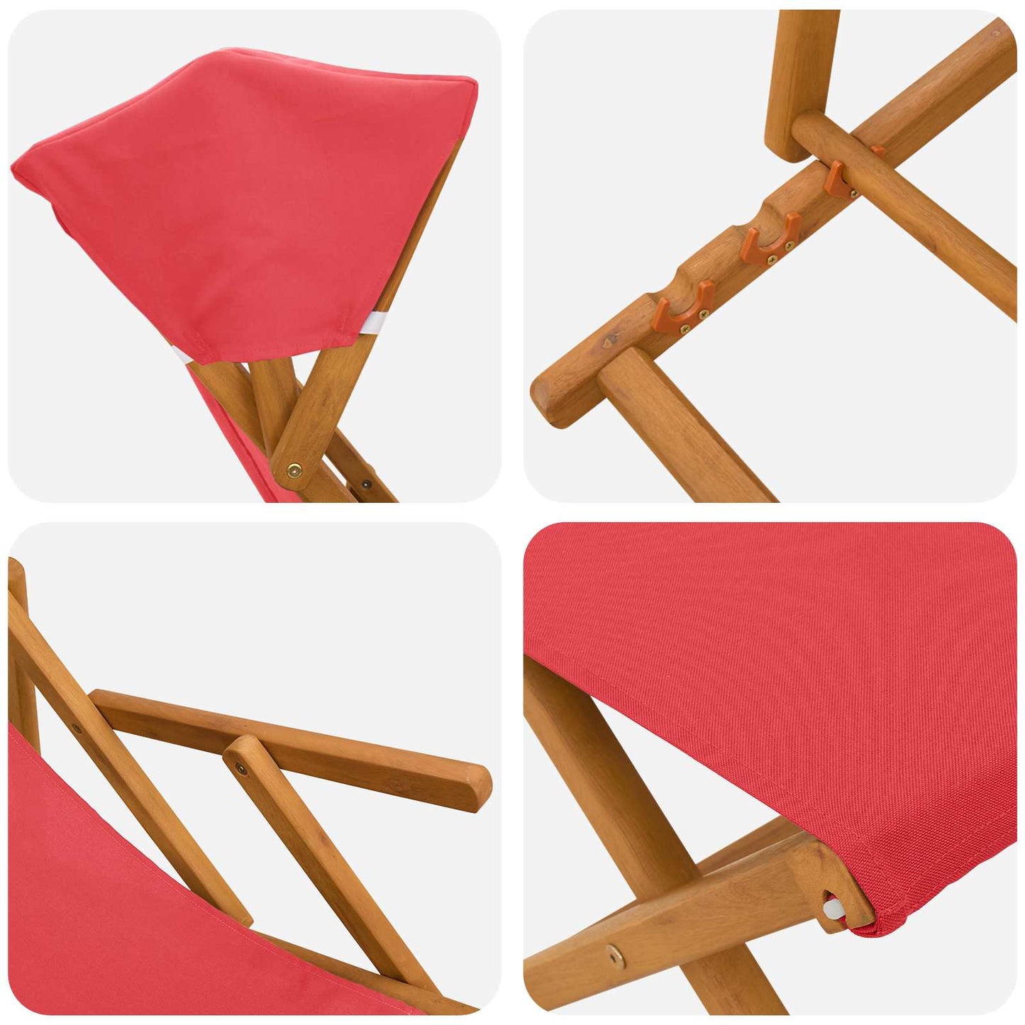 vidaXL Καρέκλα Ακτίνας 4 pcs 3 θέση Στερεό Ξύλο Ευκαλύπτου Κόκκινο