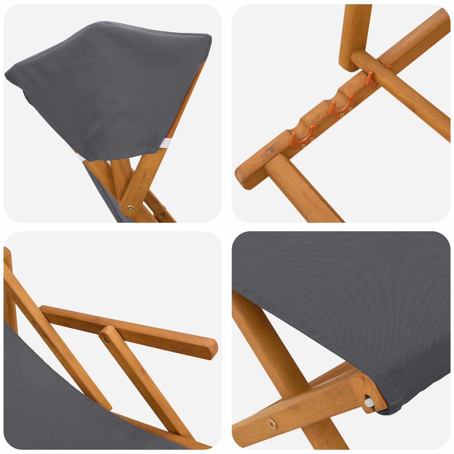 vidaXL Καρέκλα Ακτίνας 4 pcs 3 θέση Στερεό Ξύλο Ευκαλύπτου Γκρι