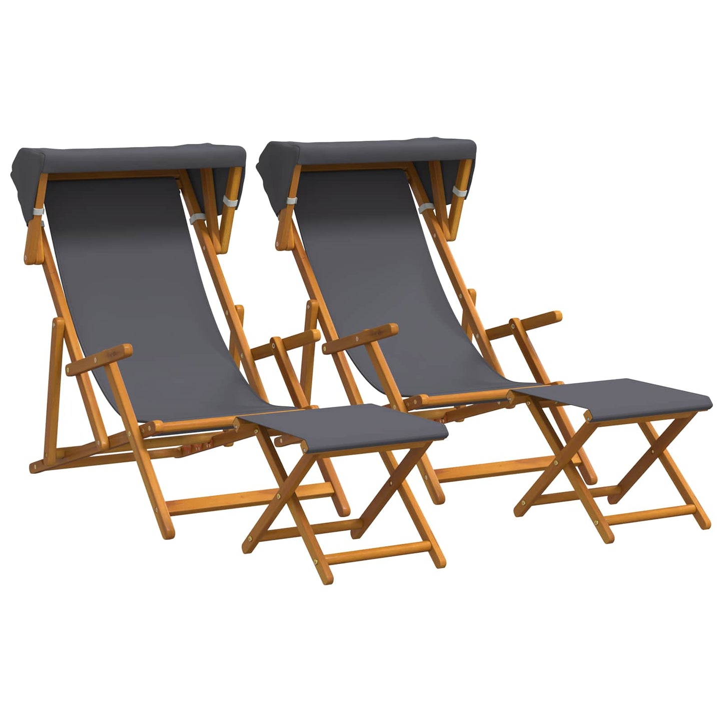 vidaXL Καρέκλα Ακτίνας 4 pcs 3 θέση Στερεό Ξύλο Ευκαλύπτου Γκρι