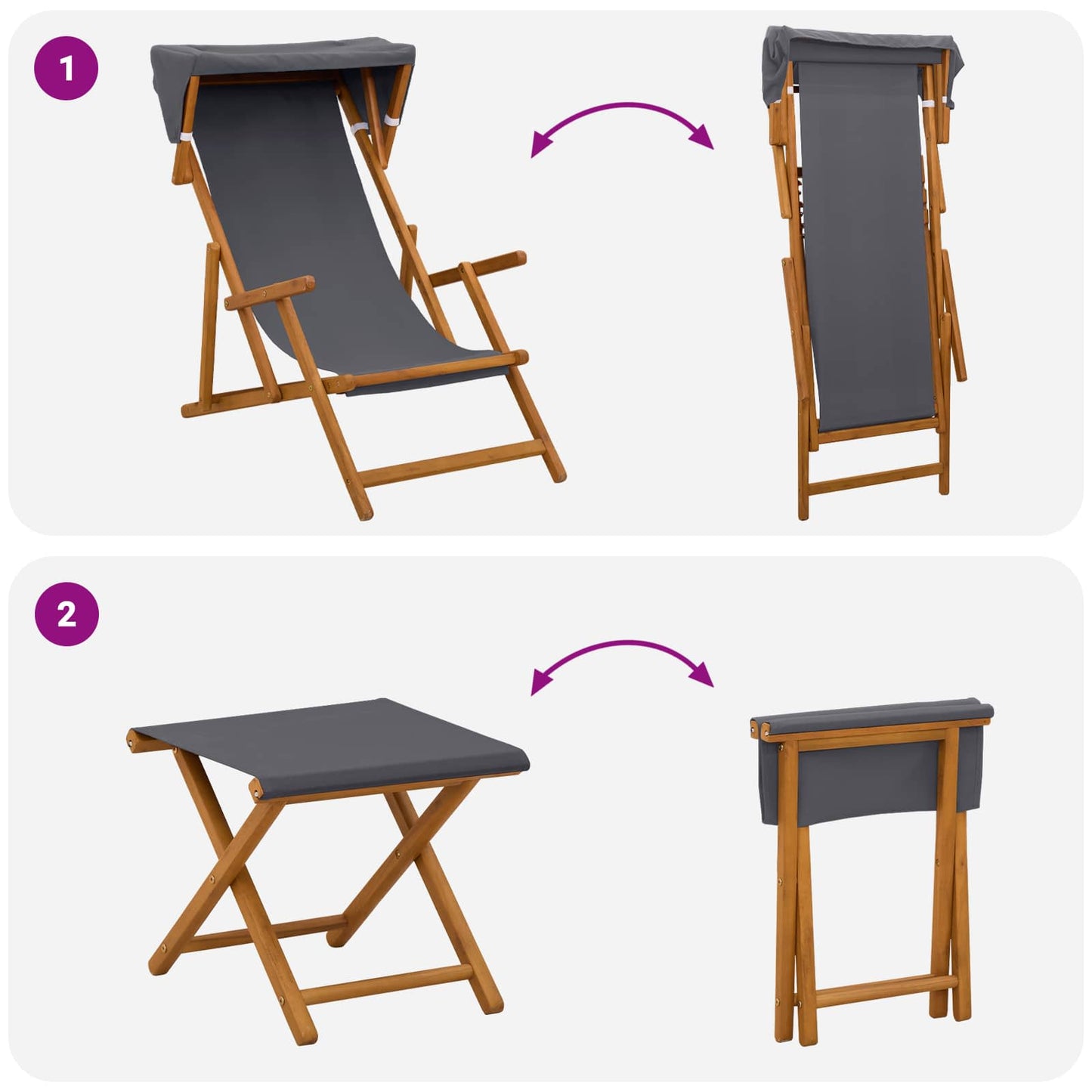 vidaXL Καρέκλα Ακτίνας 4 pcs 3 θέση Στερεό Ξύλο Ευκαλύπτου Γκρι