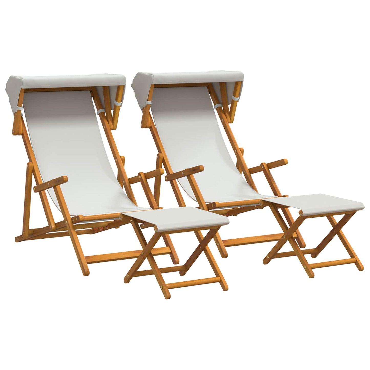 vidaXL Καρέκλα Ακτίνας 4 pcs 3 θέση Στερεό Ξύλο Ευκαλύπτου Κρεμ