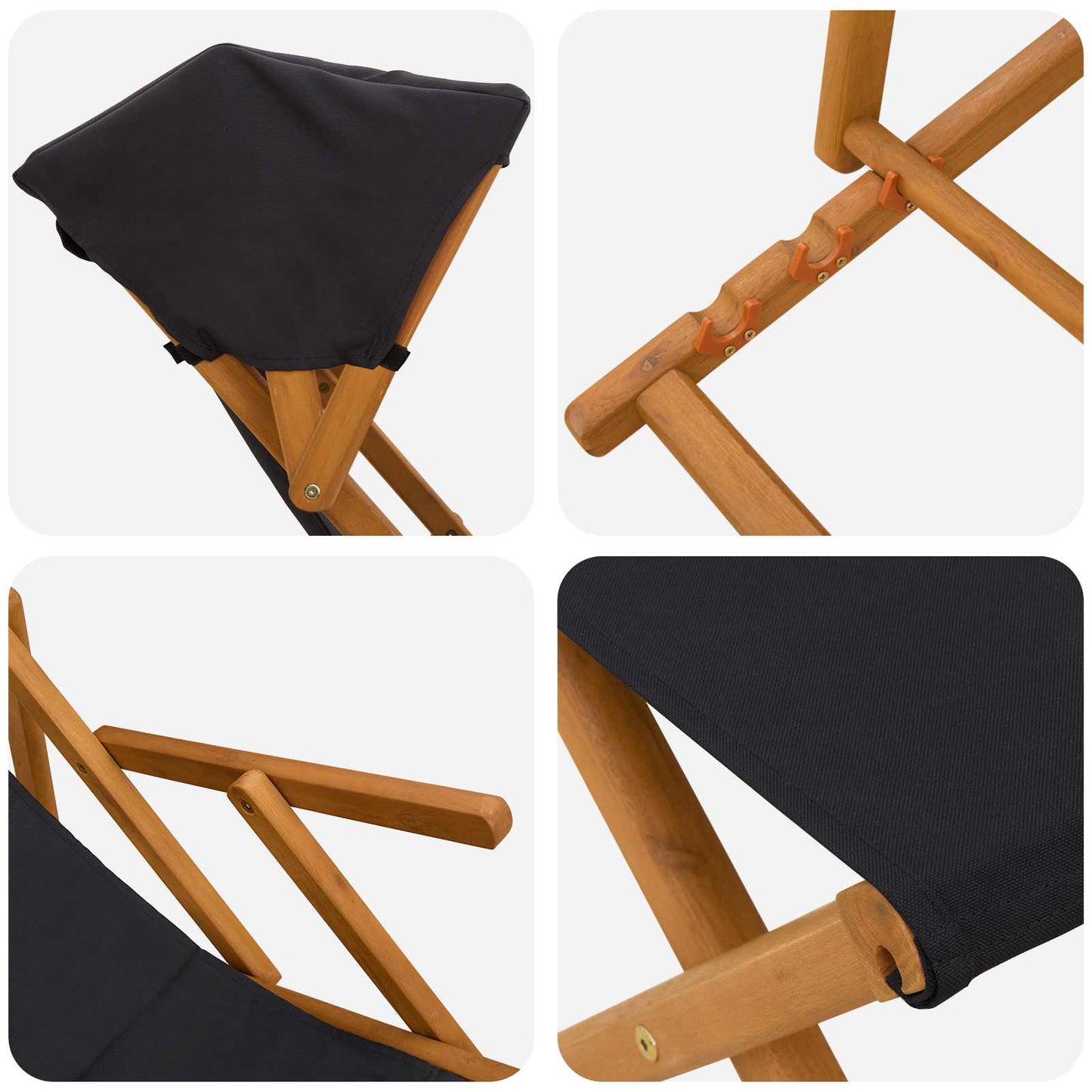 vidaXL Καρέκλα Ακτίνας 4 pcs 3 θέση Στερεό Ξύλο Ευκαλύπτου Μαύρο