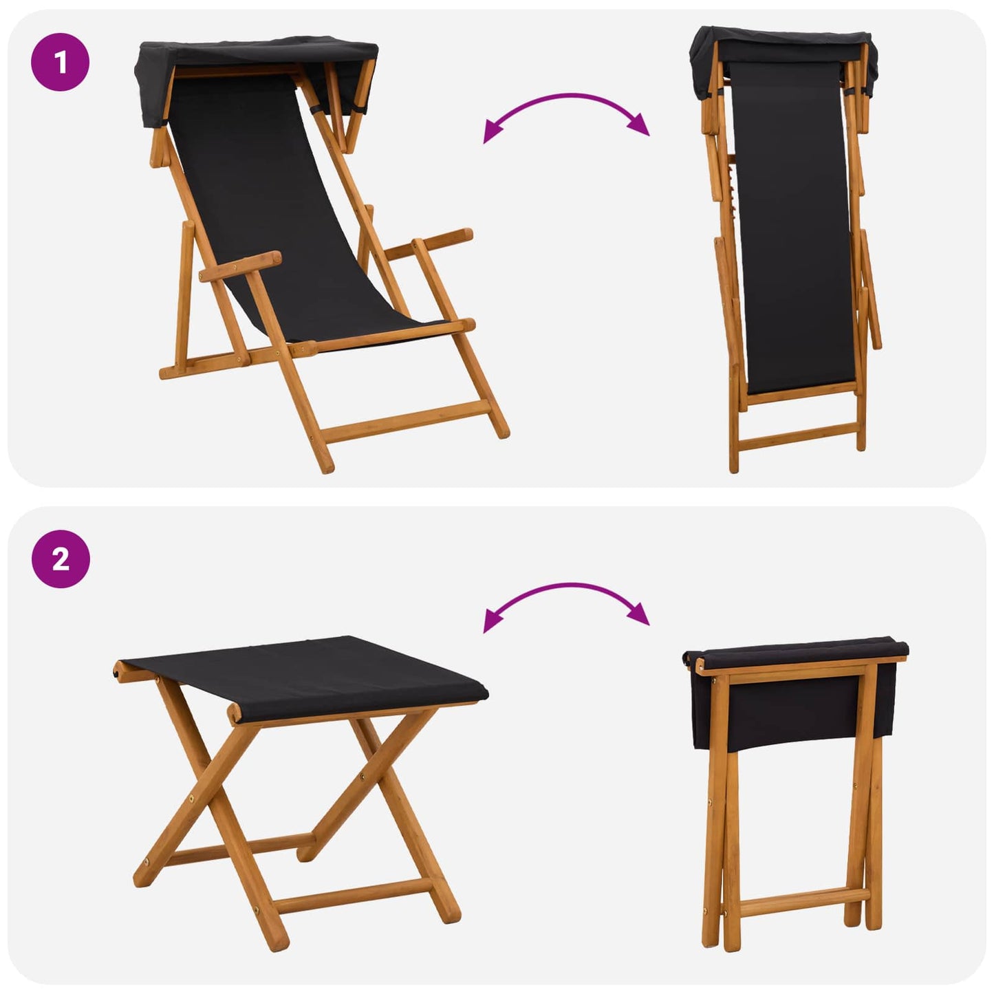 vidaXL Καρέκλα Ακτίνας 4 pcs 3 θέση Στερεό Ξύλο Ευκαλύπτου Μαύρο