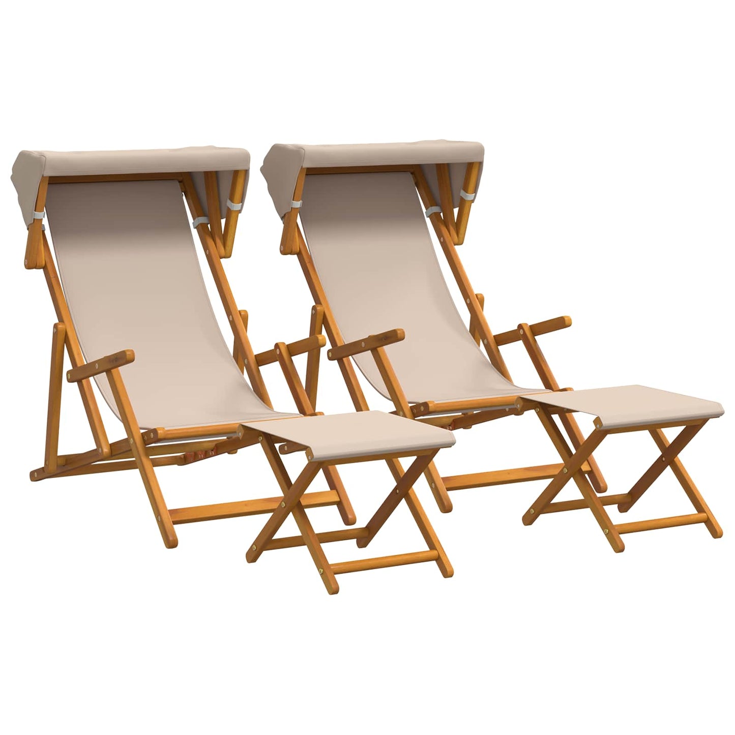 vidaXL Καρέκλα Ακτίνας 4 pcs 3 θέση Στερεό Ξύλο Ευκαλύπτου Μπεζ