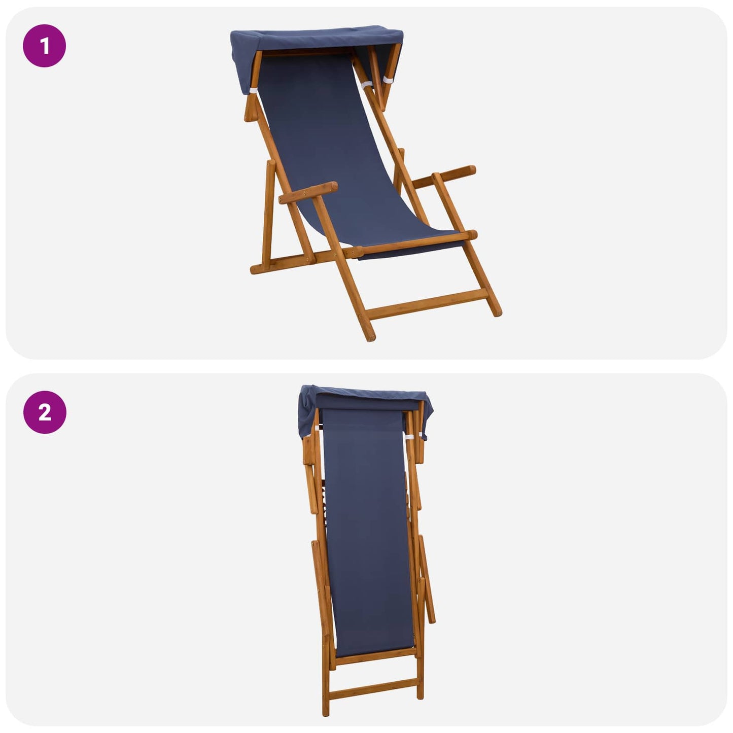 vidaXL Καρέκλα Ακτίνας 2 pcs 3 θέση Στερεό Ξύλο Ευκαλύπτου Μπλε