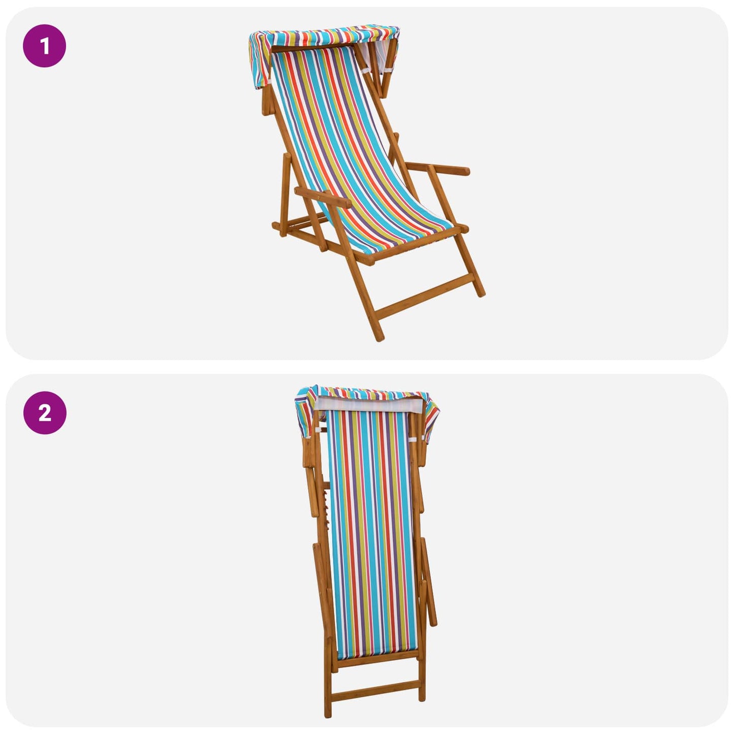 vidaXL Καρέκλα Ακτίνας 2 pcs 3 θέση Στερεό Ξύλο Ευκαλύπτου Πολύχρωμο