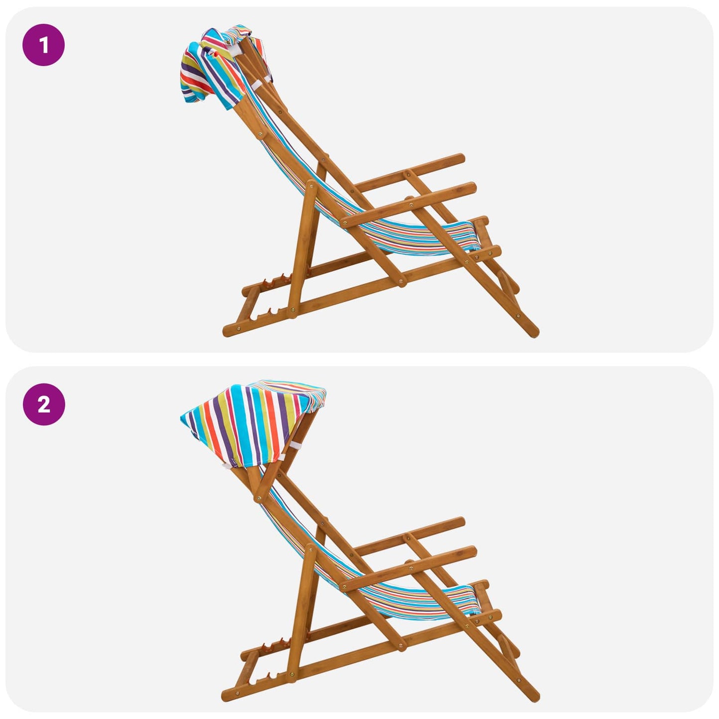 vidaXL Καρέκλα Ακτίνας 2 pcs 3 θέση Στερεό Ξύλο Ευκαλύπτου Πολύχρωμο