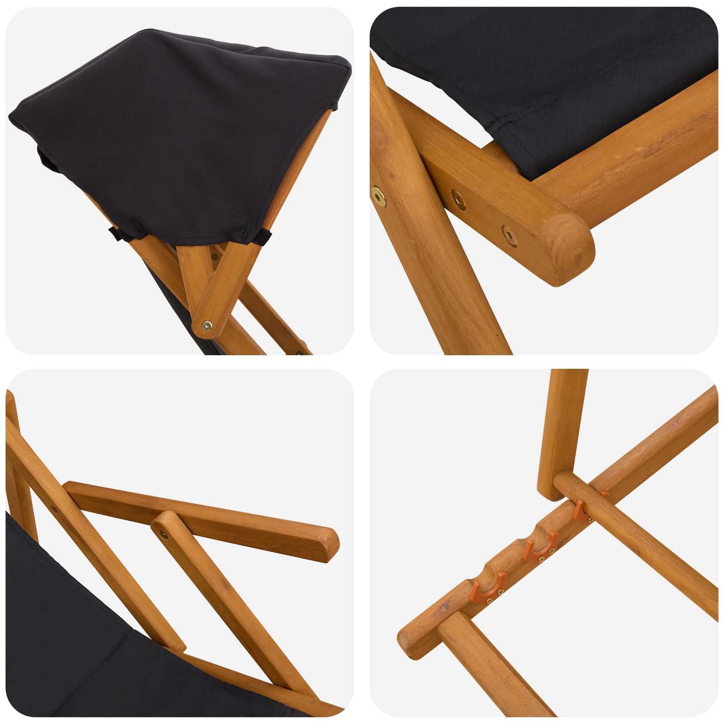 vidaXL Καρέκλα Ακτίνας 2 pcs 3 θέση Στερεό Ξύλο Ευκαλύπτου Μαύρο