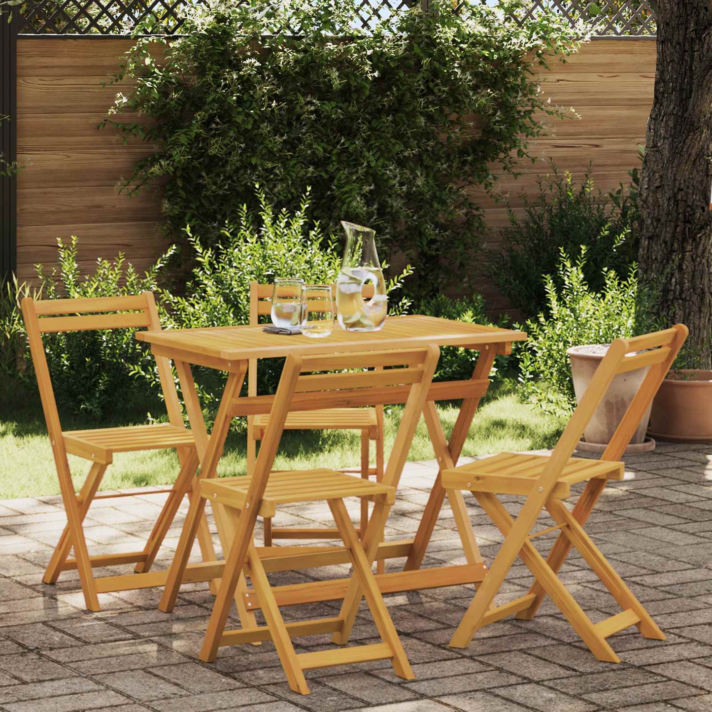 vidaXL Φορητές καρέκλες κήπου 4 pcs Φυσικό 40 x 53 x 80 εκ