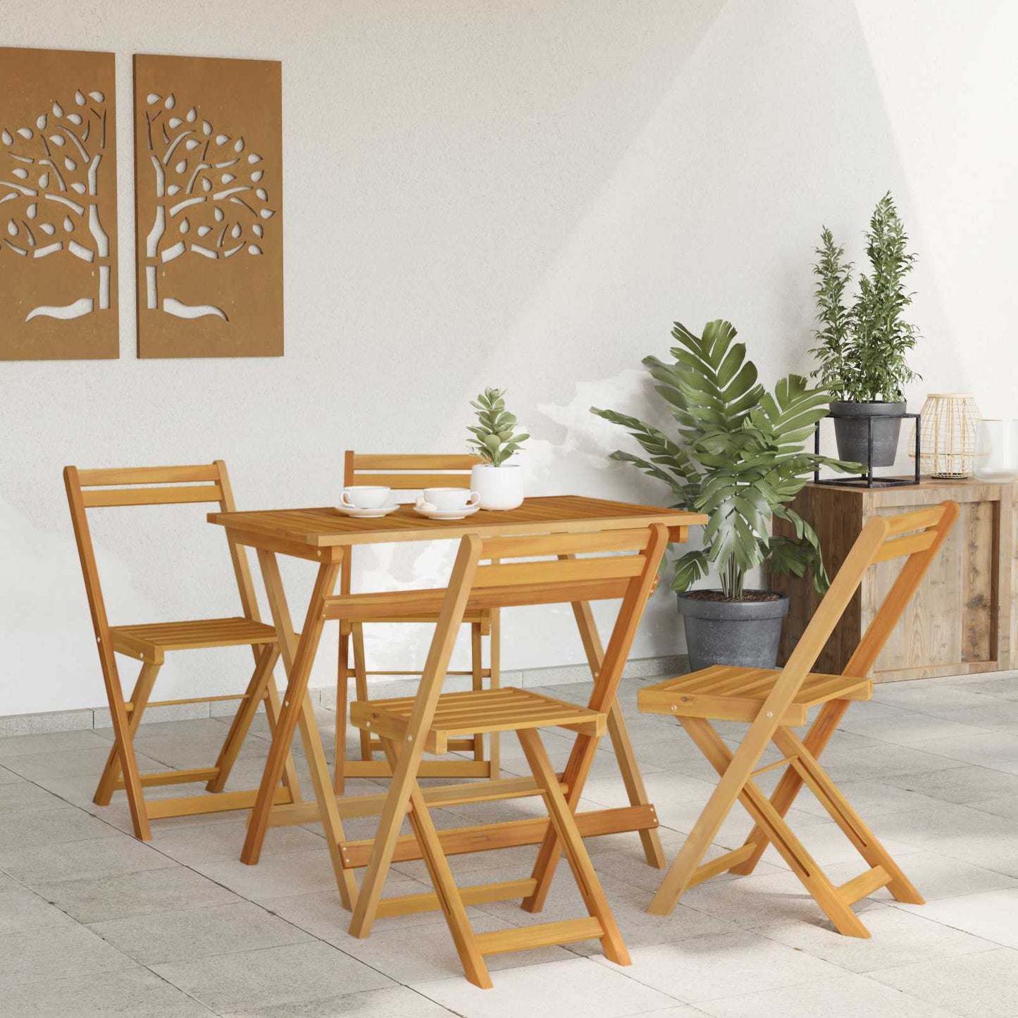vidaXL Φορητές καρέκλες κήπου 4 pcs Φυσικό 40 x 53 x 80 εκ